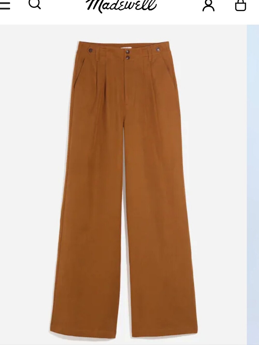 Madewell Wide-Leg Harlow Pants in Acorn. Size 16 Petite